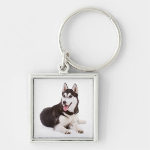Love Siberian Husky Puppy Dog Portrait Keychain