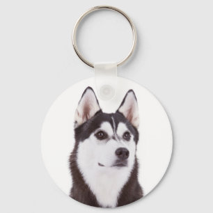 Love Siberian Husky Puppy Dog Portrait Keychain