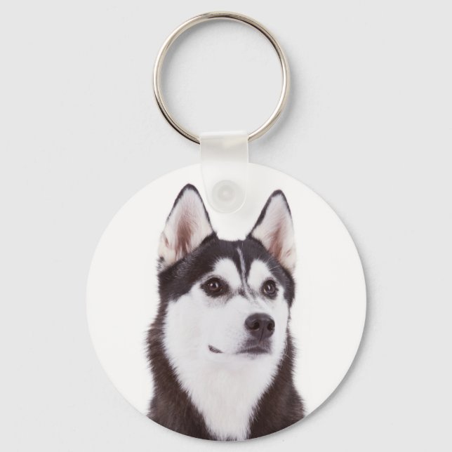 Love Siberian Husky Puppy Dog Portrait Keychain (Front)