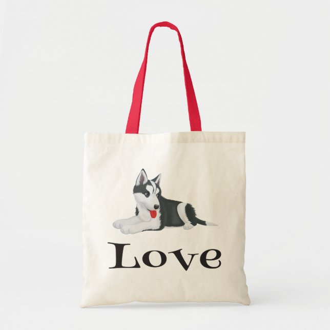 Love Siberian Husky Puppy Dog Tote Bag (Front)