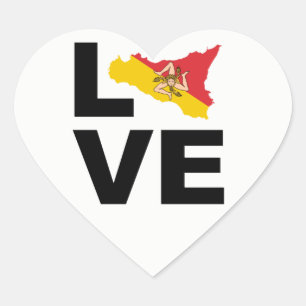 Love Sicily Sicilian Trinacria Heart Sticker