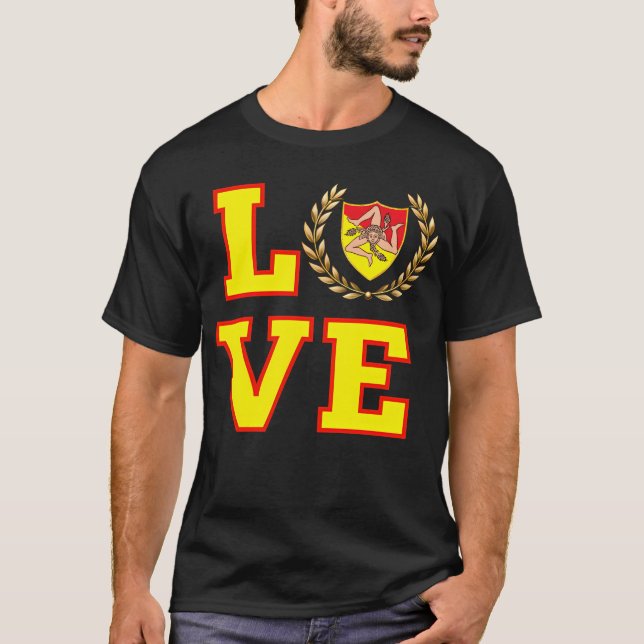 LOVE Sicily Sicilian Trinacria  T-Shirt (Front)