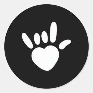 Love Sign American Sign Language Deaf Awareness He Classic Round Sticker