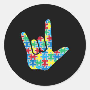 Love Sign Autism Awareness Classic Round Sticker