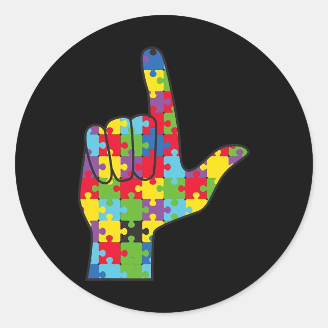 Love Sign Autism Awareness Support  Classic Round Sticker (Front)