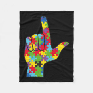 Love Sign Autism Awareness Support  Fleece Blanket