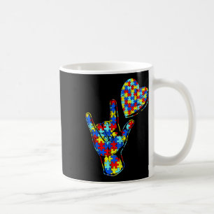 Love Sign Language Autism Awareness Puzzle Kindnes Coffee Mug