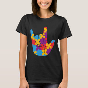 Love Sign Language Autism Awareness Support Cute P T-Shirt