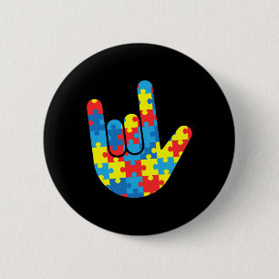 Love Sign Language Autism Gift Awareness Support 4 6 Cm Round Badge