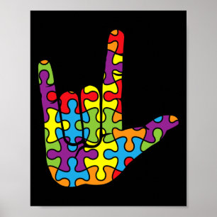 Love Sign Language - Autistic Puzzle Autism Awaren