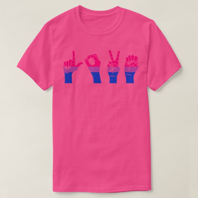 Love Sign Language Cute ASL LGBTQ Cute Bisexual Pr T-Shirt (Design Front)
