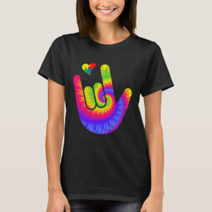 Love Sign Language Hand Autism Awareness Heart Tie T-Shirt