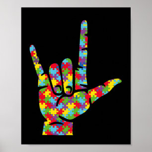 Love Sign Language Hand Autism Awareness Puzzle