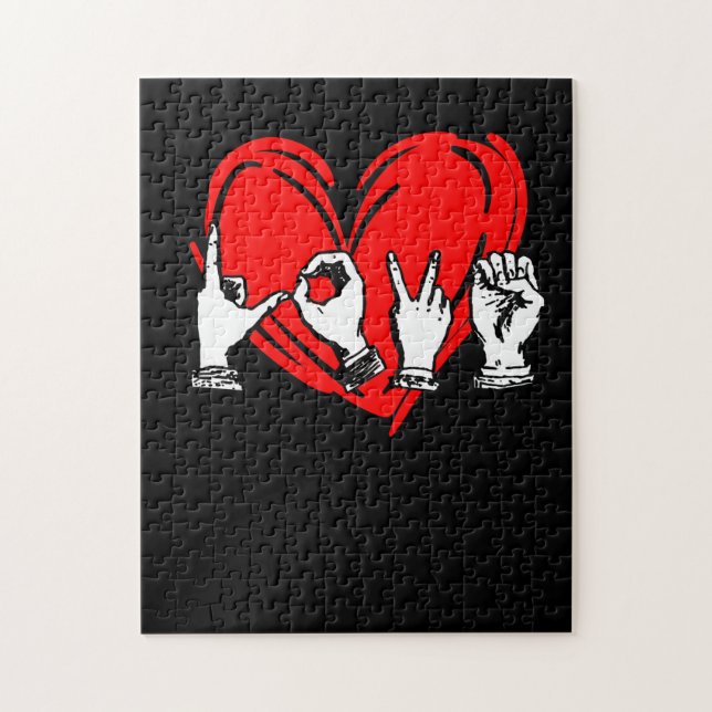 Love Sign Language Heart ASL Valentine's Day Gift Jigsaw Puzzle (Vertical)
