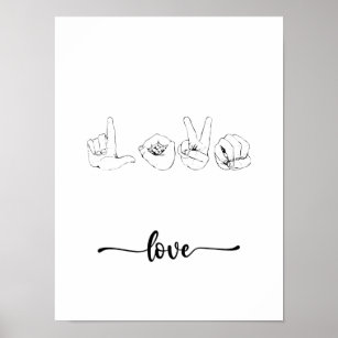 Love Sign Language Line Art Poster