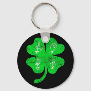 Love Sign Language St Patrick's Day Deaf Awareness Key Ring