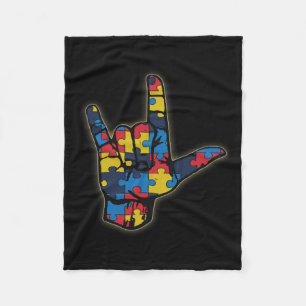 Love Sign Language Tee Autism Awareness Support Fi Fleece Blanket