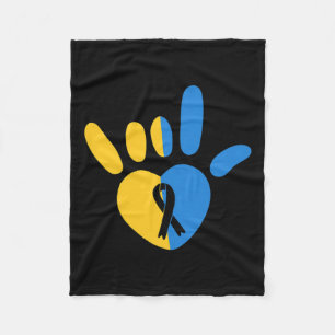 Love Sign Non-verbal Down Syndrome Awareness Heart Fleece Blanket