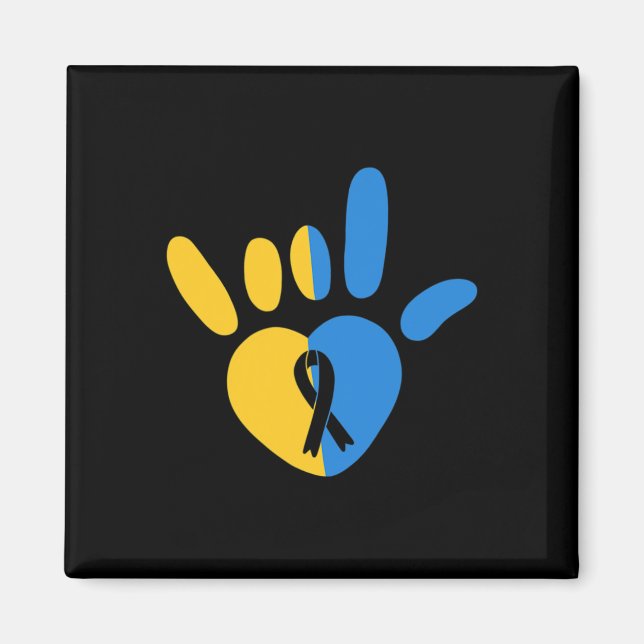 Love Sign Non-verbal Down Syndrome Awareness Heart Magnet (Front)