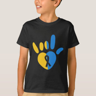 Love Sign Non-verbal Down Syndrome Awareness Heart T-Shirt