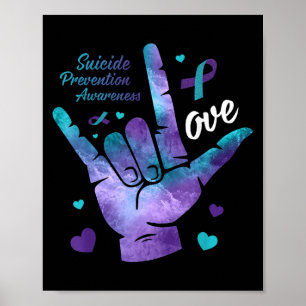 Love Sign Teal &amp; Purple Ribbon Suicide Prevent
