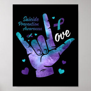Love Sign Teal &amp; Purple Ribbon Suicide Prevent