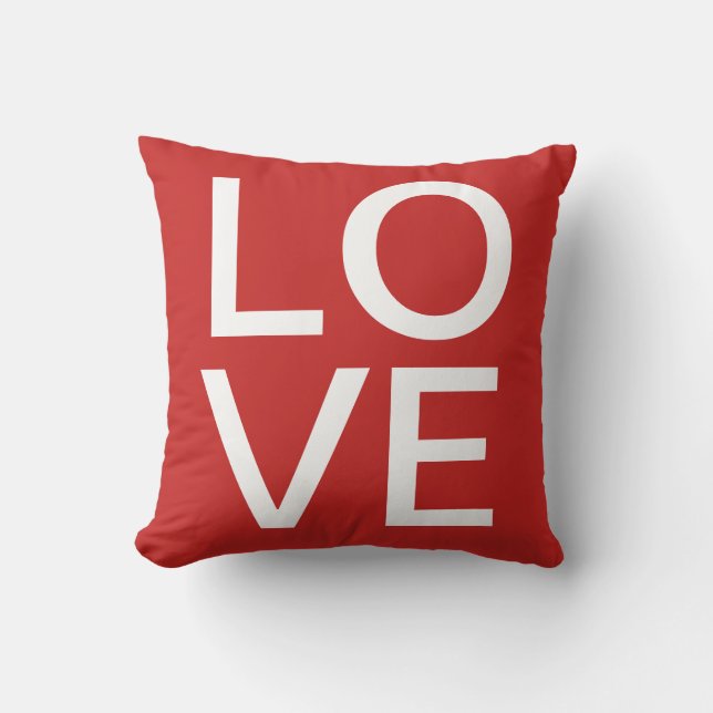 LOVE sign Valentines day typo Throw Cushion Red (Front)