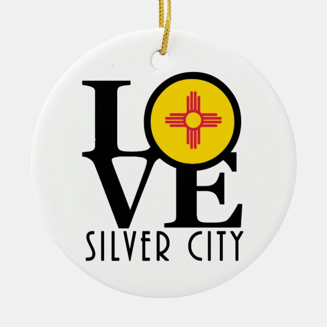 LOVE Silver City Ceramic Tree Decoration (Front)