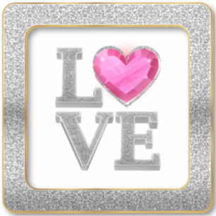 Love Silver Glitter Bling Bling Diva Pink Glam