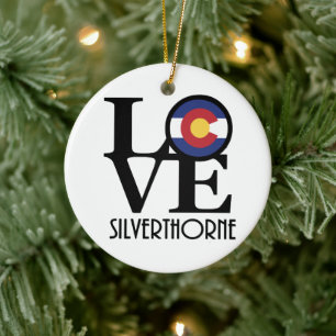LOVE Silverthorne Colorado Ceramic Tree Decoration