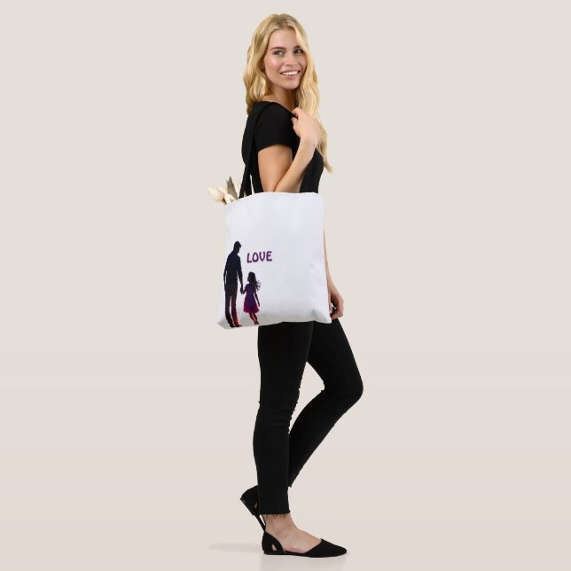 LOVE SIMPLE GIFT DAD DAUGHTER  TOTE BAG (On Model)