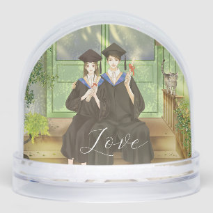 Love Simple Modern Script 2 Photo Snow Globe