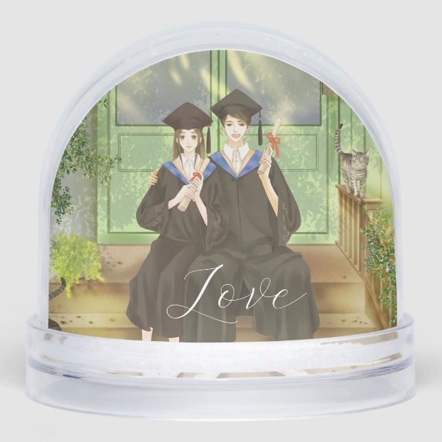 Love Simple Modern Script 2 Photo Snow Globe (Front)