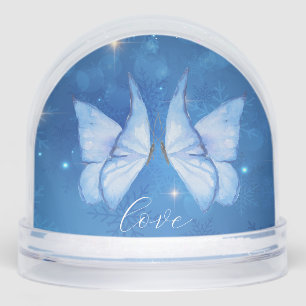 Love Simple Modern Script 2 Photo Snow Globe