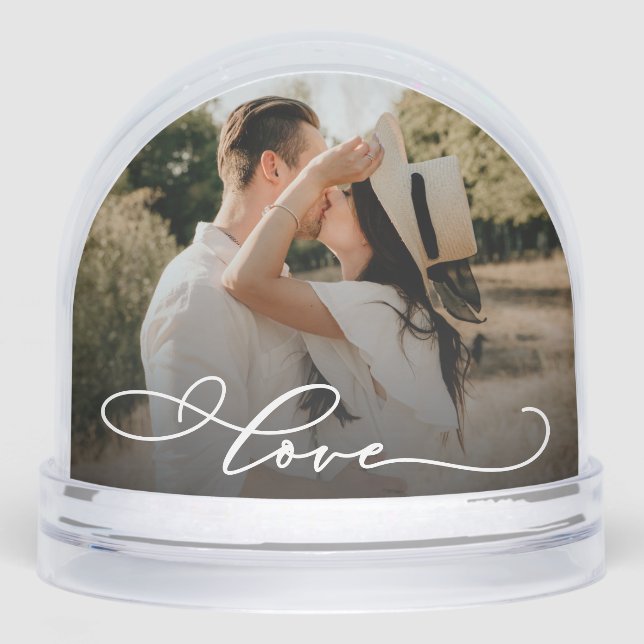 Love Simple Modern Script 2 Photo Snowglobe (Front)
