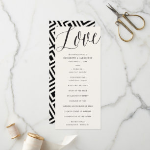 Love Simple Script Calligraphy Geometric Wedding Programme