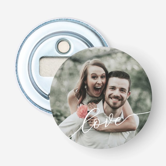 Love Simple Script Photo Bottle Opener (Front)