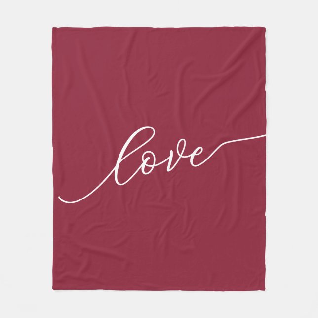 Love Simple Script Red Fleece Blanket (Front)