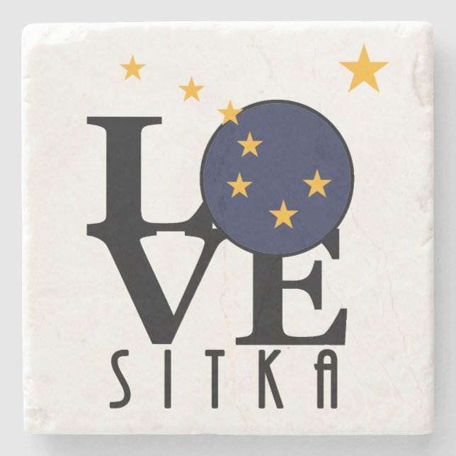 LOVE Sitka Alaska Stone Coaster (Front)