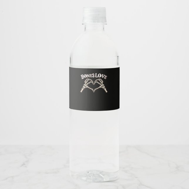 Love Skeleton Hand Classic Water Bottle Label (Front)