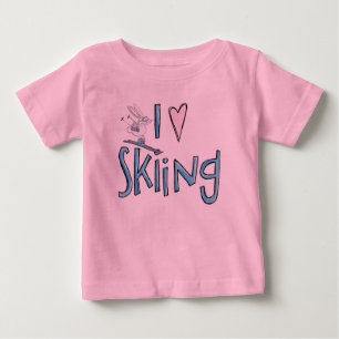 Love skiing kids cute bunny skier tshirt