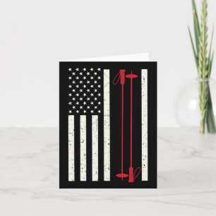 Love Skiing Us Flag - Great Snow Lovers Gift Card