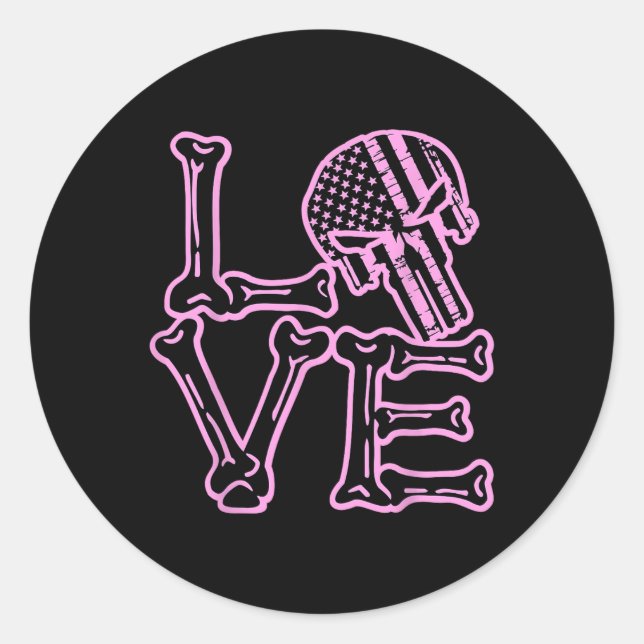 Love Skull Bones Valentine Graphic For Couples  Classic Round Sticker (Front)