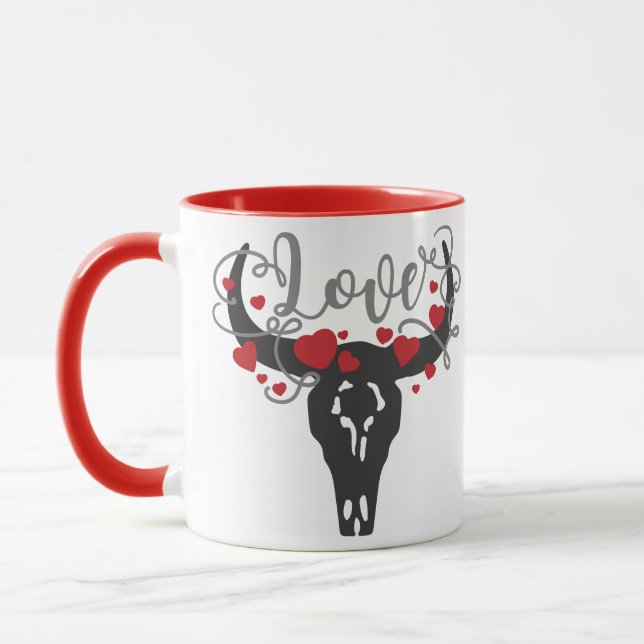 LOVE skull hearts Mug (Left)