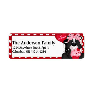 Love Skunk Valentine's Day Address Labels d1