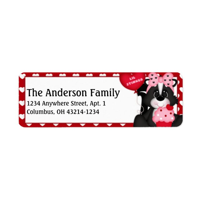 Love Skunk Valentine's Day Address Labels d1 (Front)