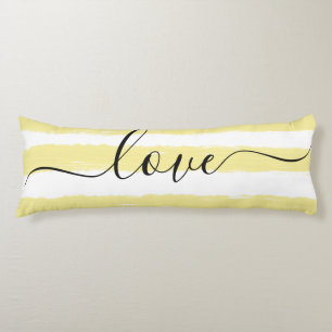 Love Sleep Yellow White Striped Watercolor Body Cushion