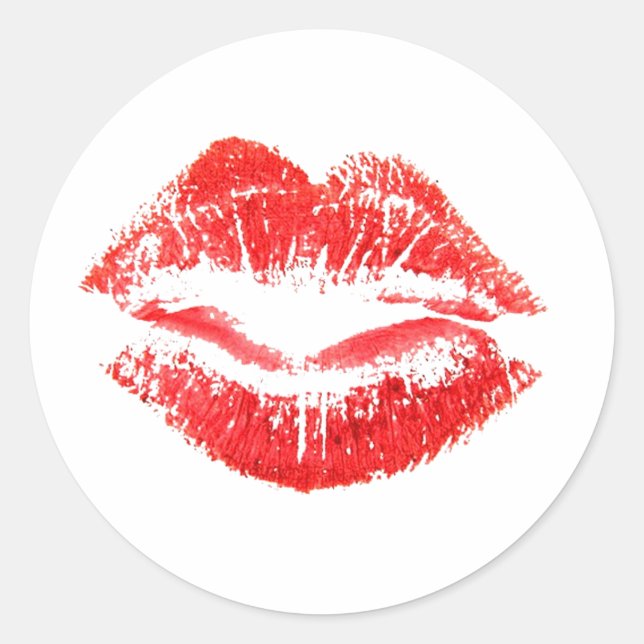 Love, Smooches, Kisses, Lips Classic Round Sticker (Front)