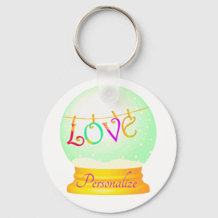 Love snow globe cute boho colourful  key ring