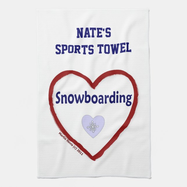 Love Snowboarding - Sports Towel (Personalise) (Vertical)